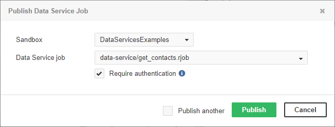 Publishing Data Service job