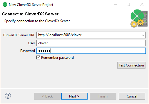 CloverDX Server Project Wizard - Server Connection