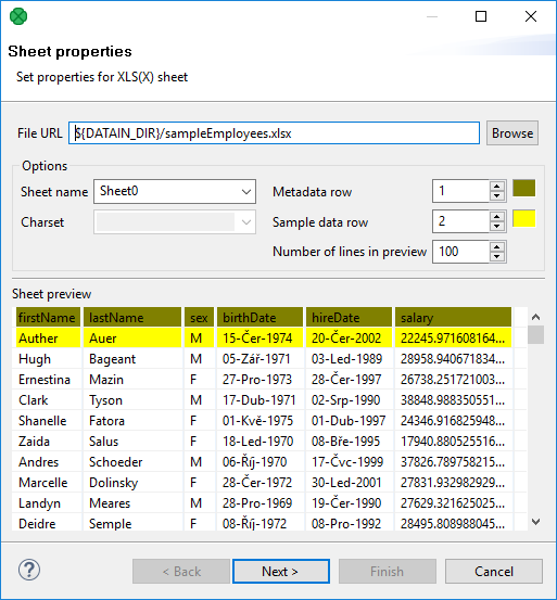 Extracting metadata from Excel sheet
