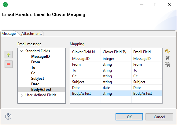 Mapping to Clover fields in EmailReader