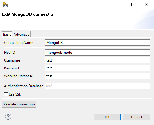 MongoDB Connection Dialog