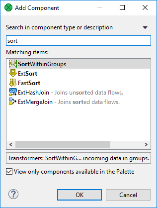 Add Components dialog - finding a sorter.