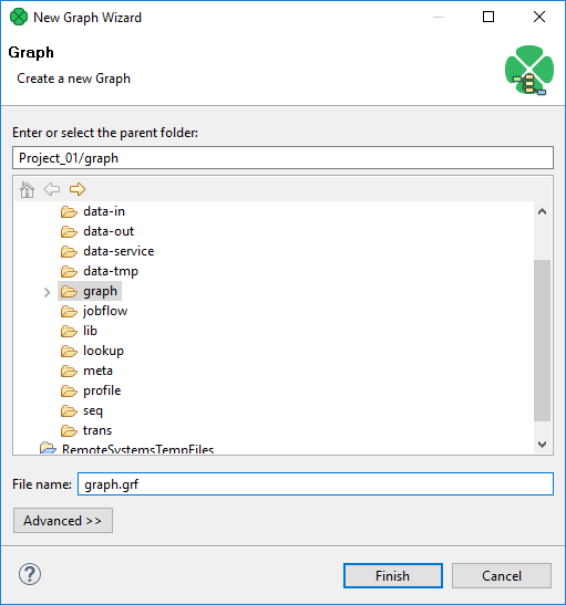 Selecting a Folder for the Graph and a Name of a New Graph