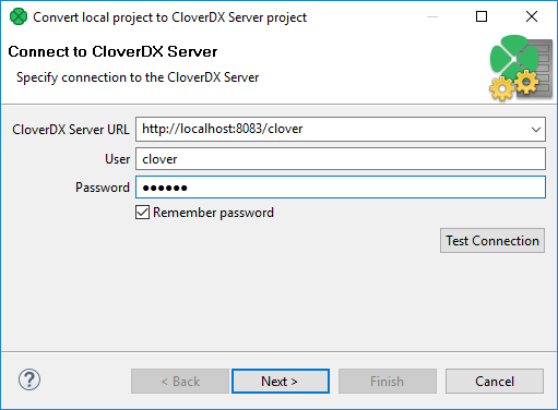 Convert local project to CloverDX Server project wizard