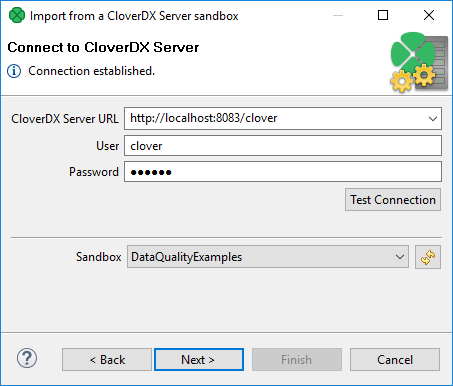 Import from CloverDX Server Sandbox Wizard (Connect to CloverDX Server)