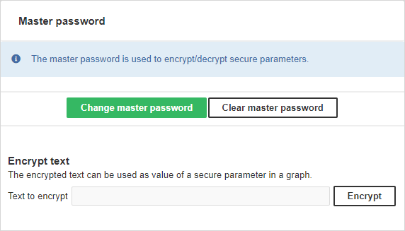 Graph parameters tab with initialized master password