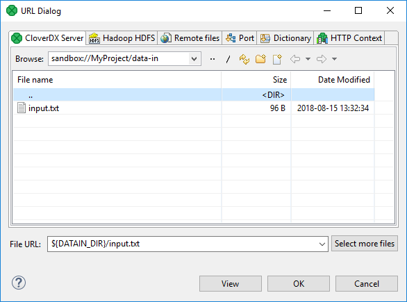 URL File Dialog - CloverDX Server