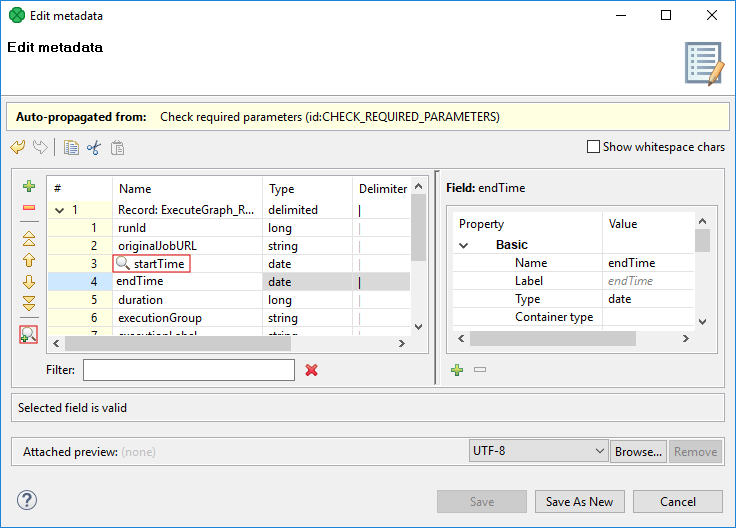 Trackable Fields Selection in Metadata Editor