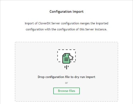 Server Configuration Import screen