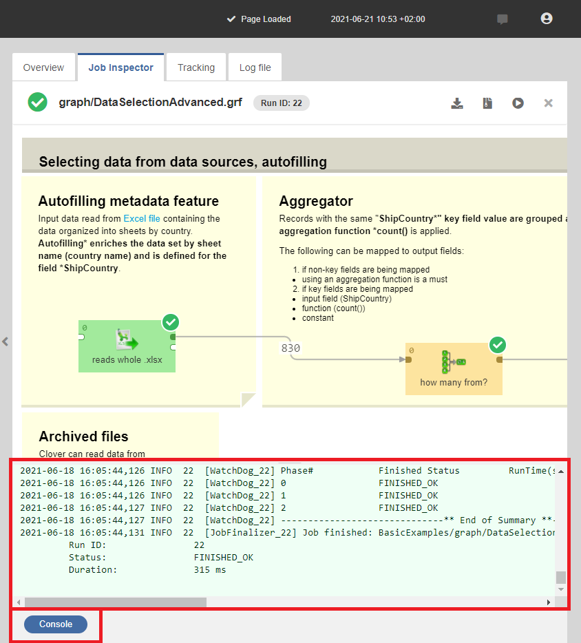 Job Inspector - Log Panel