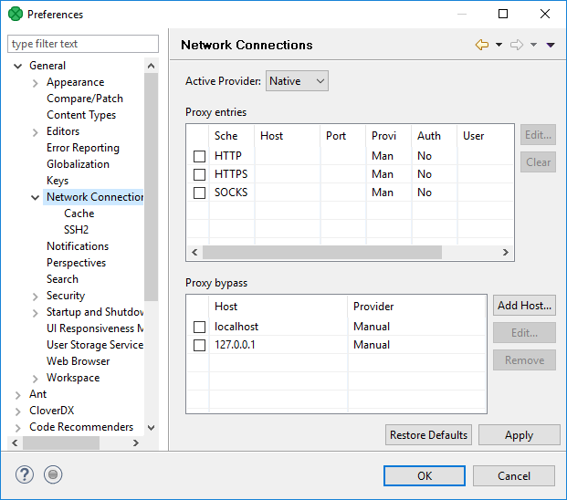 Network connections window