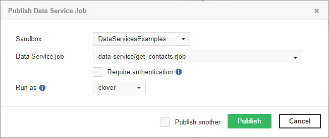 Publishing Data Service job that does not require authentication