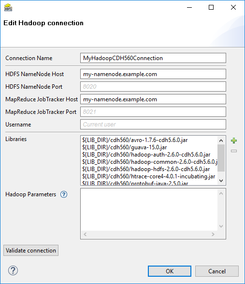 Hadoop Connection Dialog