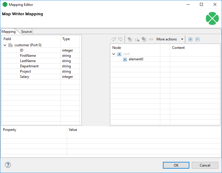 Mapping editor in JavaMapWriter after first open.