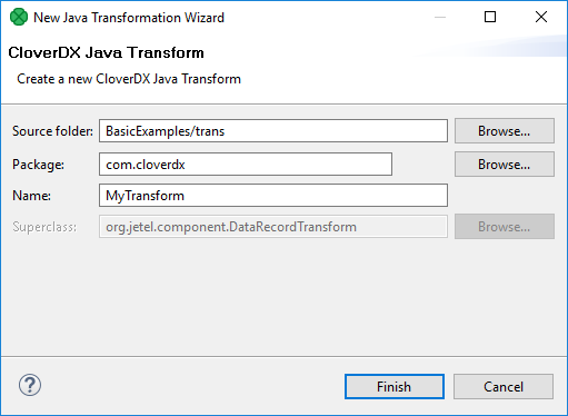 Java Transform Wizard Dialog