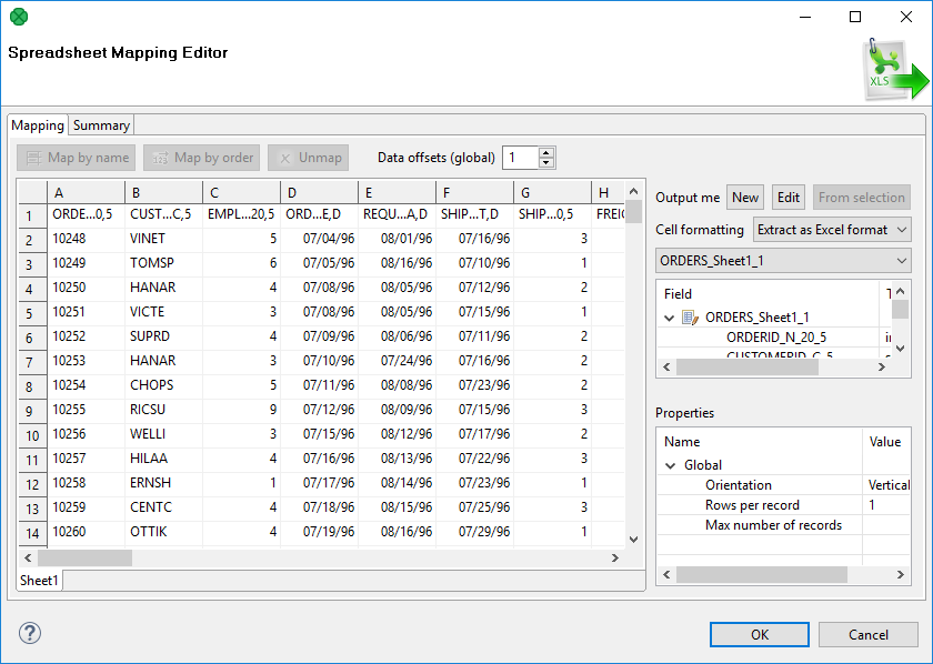 SpreadsheetDataReader Mapping Editor