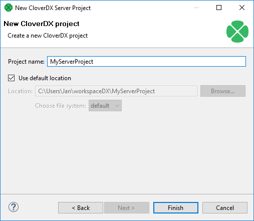 Naming a New CloverDX Server Project