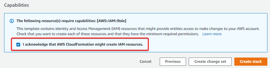 Confirmation that stack can create IAM resources