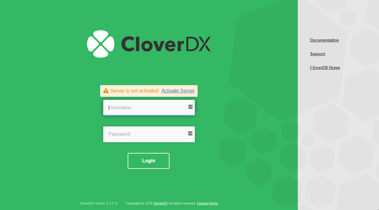 CloverDX Server login page
