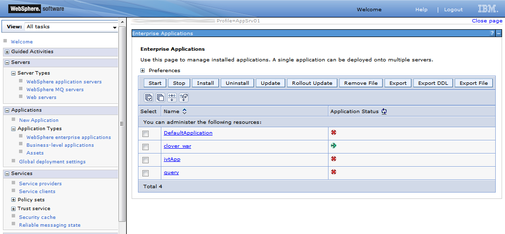 CloverDX Server as the only running application on IBM WebSphere