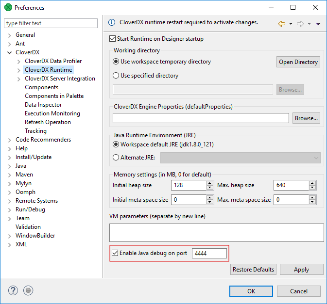 Enabling Java transformation debugging