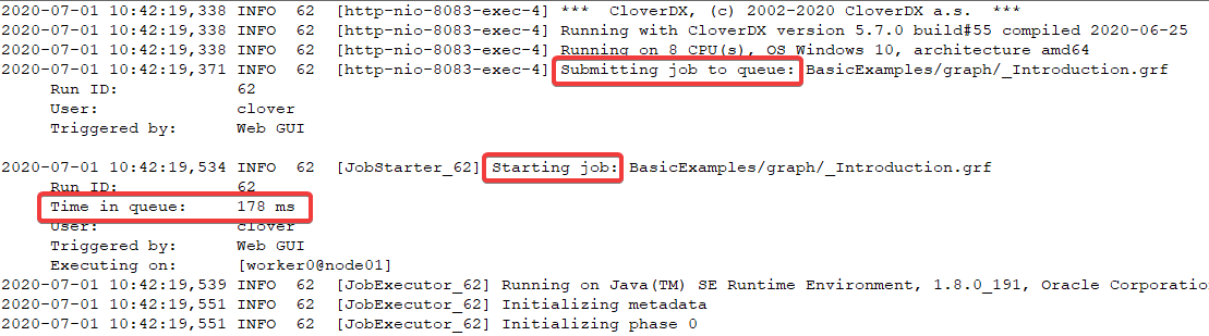 Job log - messages if job was enqueued
