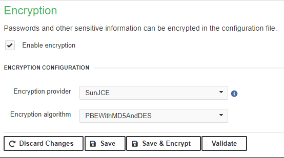Encryption configuration
