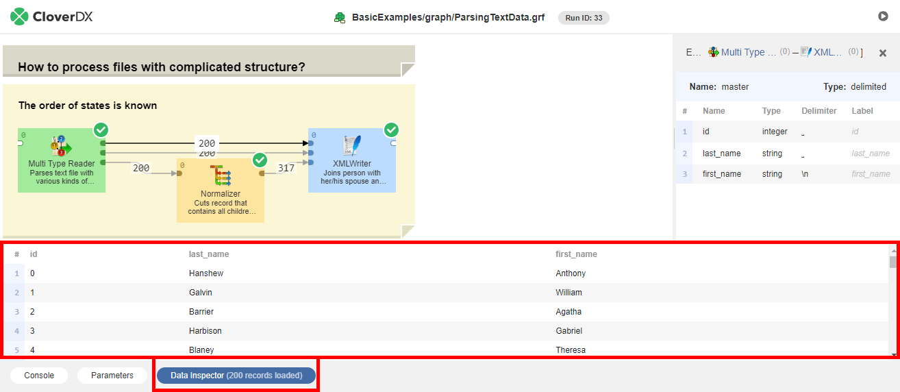 job inspector data inspector panel