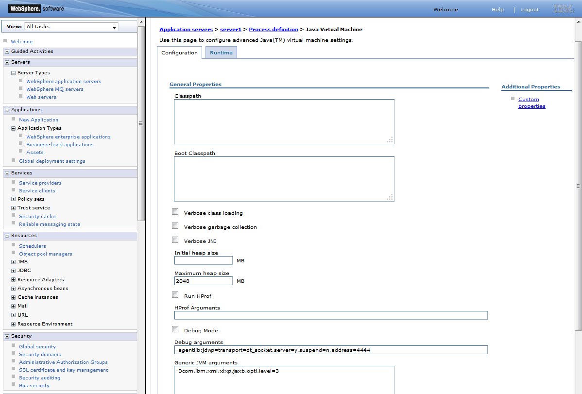 websphere heapMemoryLimit