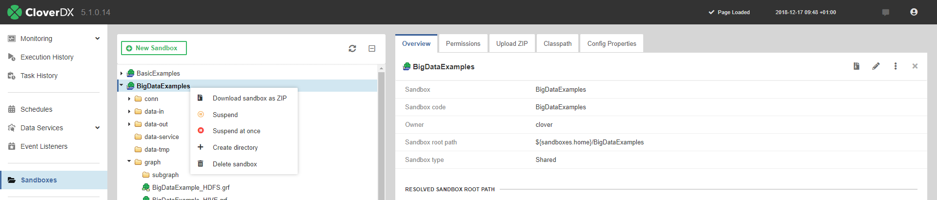 GUI - Sandboxes context menu