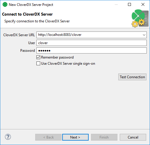 CloverDX Server Project Wizard - Server Connection