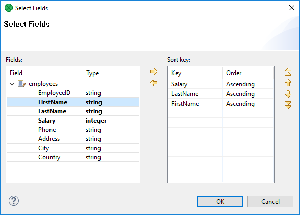 Defining Sort Key and Sort Order