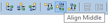 Six New Buttons in the Tool Bar Appear Highlighted (Align Middle is shown)