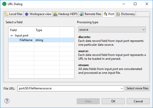 URL File Dialog - Input Port