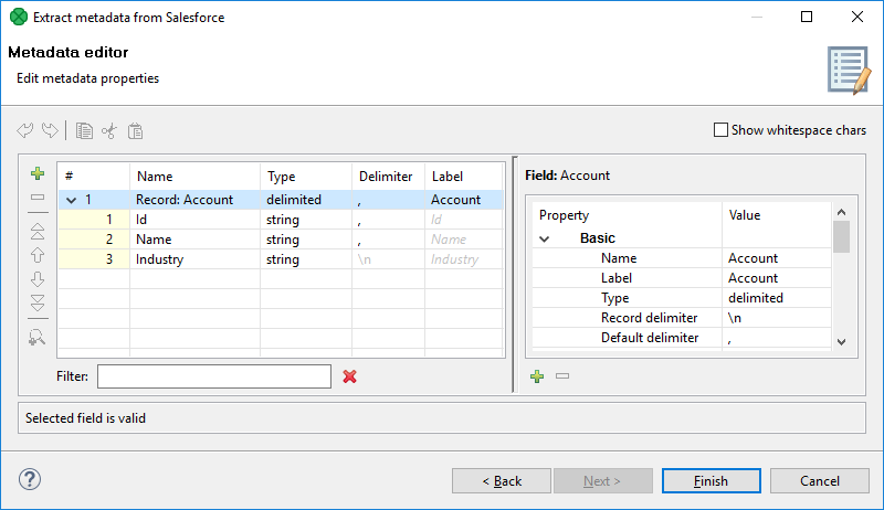 Extract metadata from Salesforce - edit created metadata