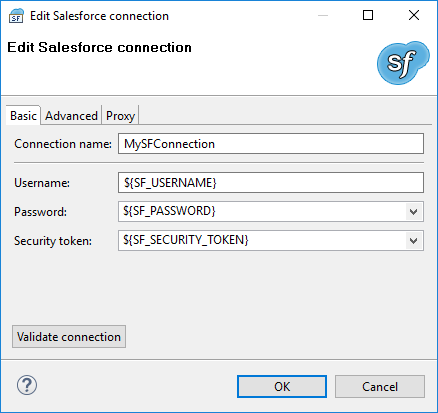 Salesforce Connection Dialog