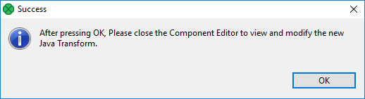 Info after Java Transform Wizard Dialog