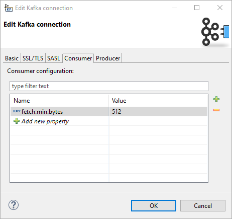 Kafka connection dialog - Consumer tab