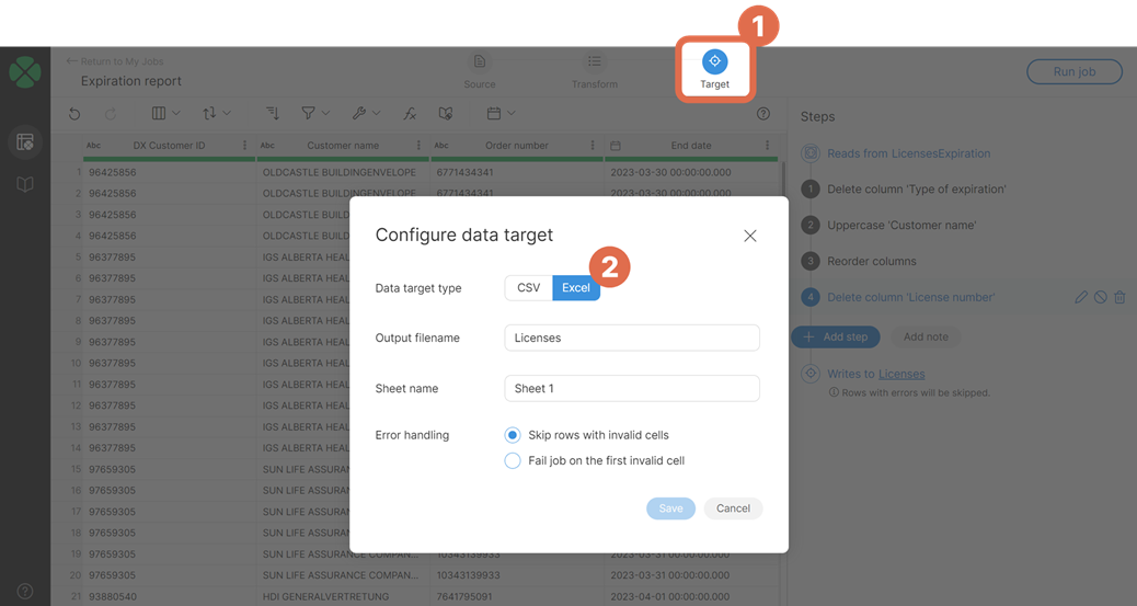 configuring target