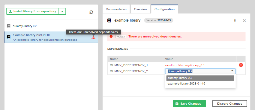 library dependencies