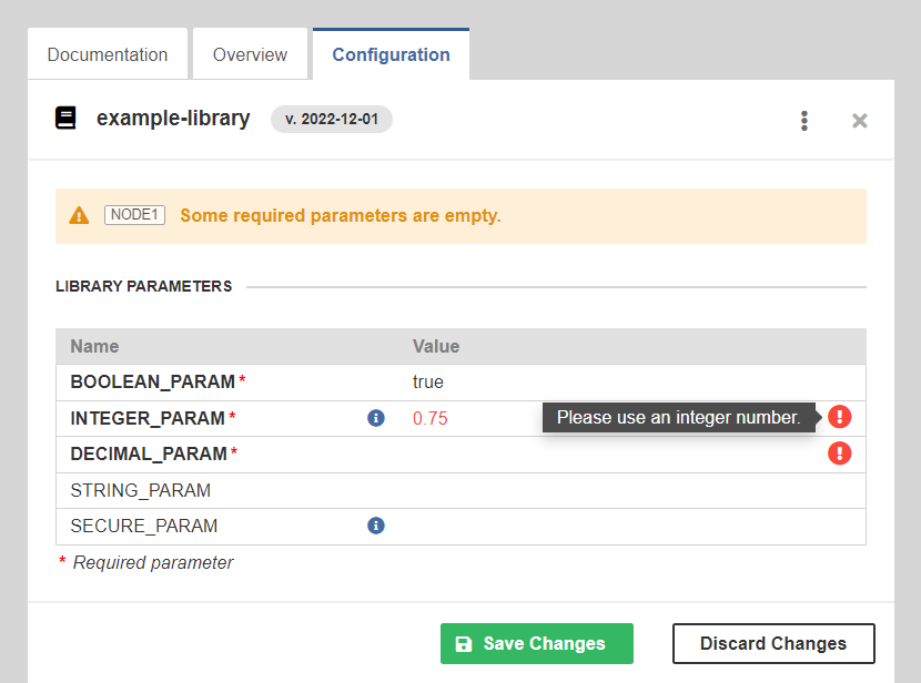 libraryConfigurationParameters