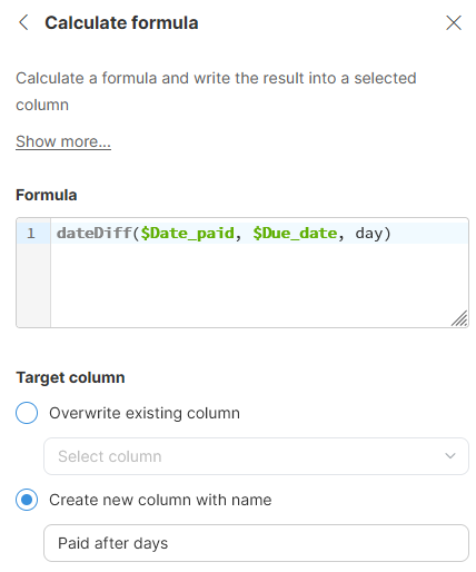 formula example1 paid after days settings