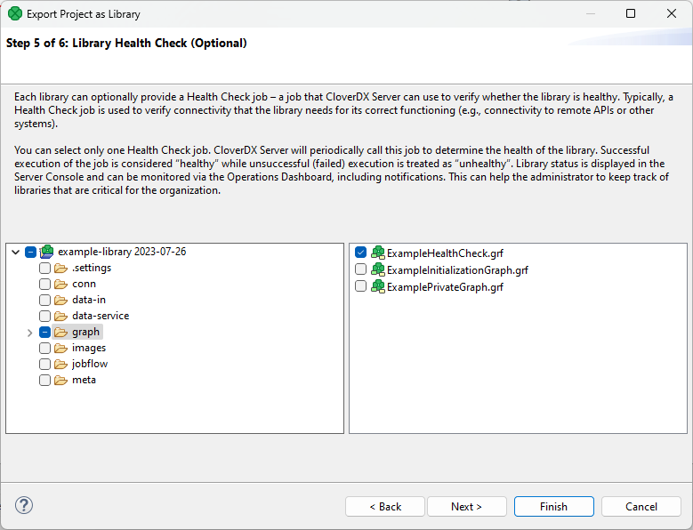 library export 5 health check