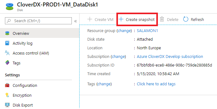 marketplace azure upgrade data disk snapshot