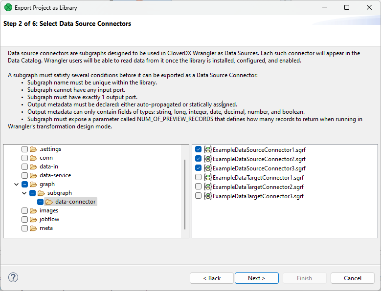 library export 2 data source connectors