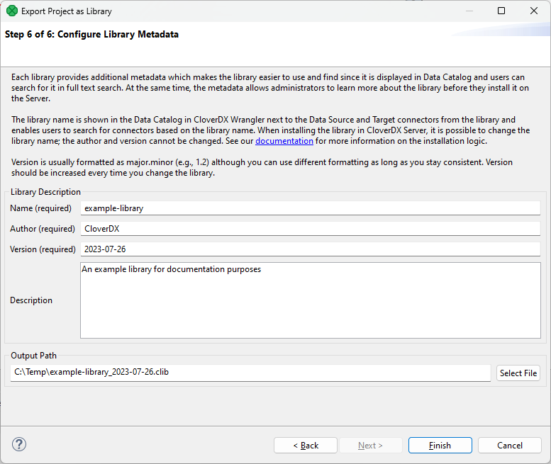 library export 6 metadata