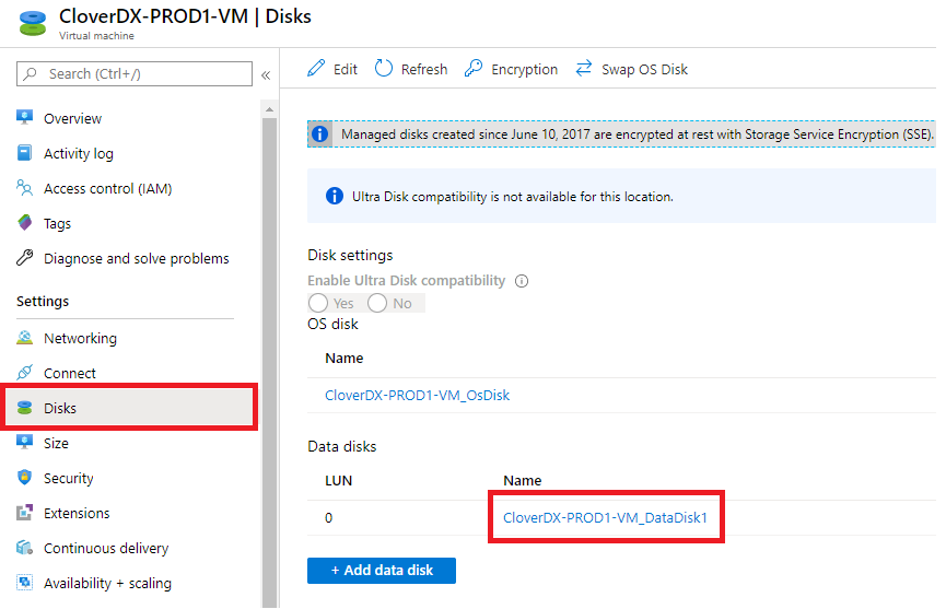 marketplace azure upgrade data disk select