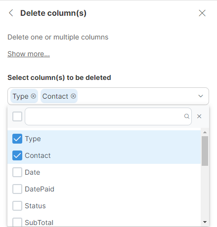 delete column