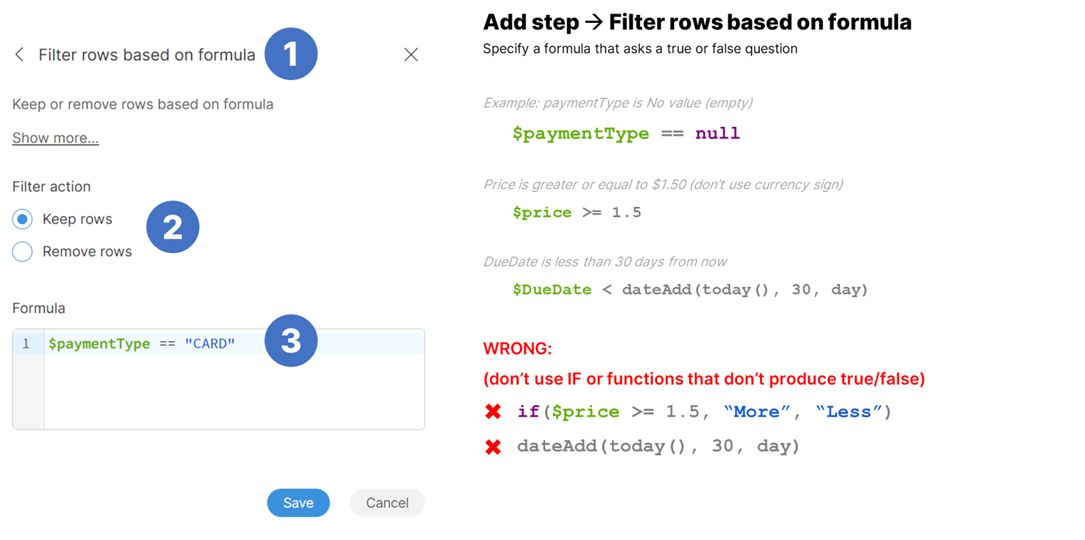 filter rows explanation