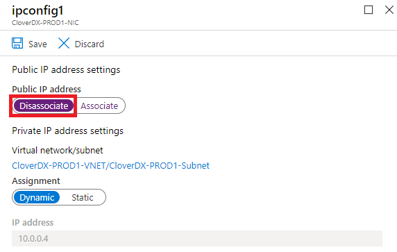 marketplace azure upgrade ip disassociate
